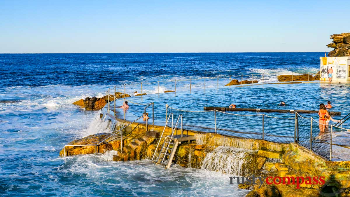 Escaping the surf at the ocean pool at Bronte Beach